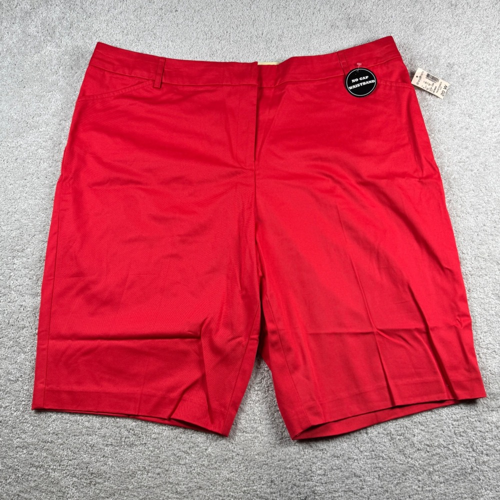 Dressbarn Skimmer Shorts Women 20W Red No Gap Waistband Tropical Punch NEW